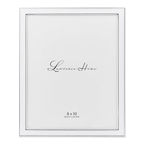 Lawrence Frames 586180 Metal with White Enamel Picture Frame, 8 by 10 inch, Silver Plated