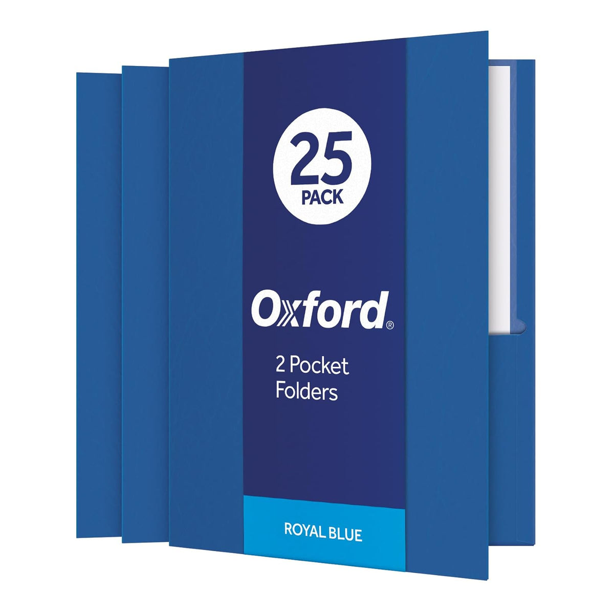 Oxford Fólder Doble Solapa con 2 Bolsillos, Caja con 25 - Azul Royal - 25-Count - Carpetas