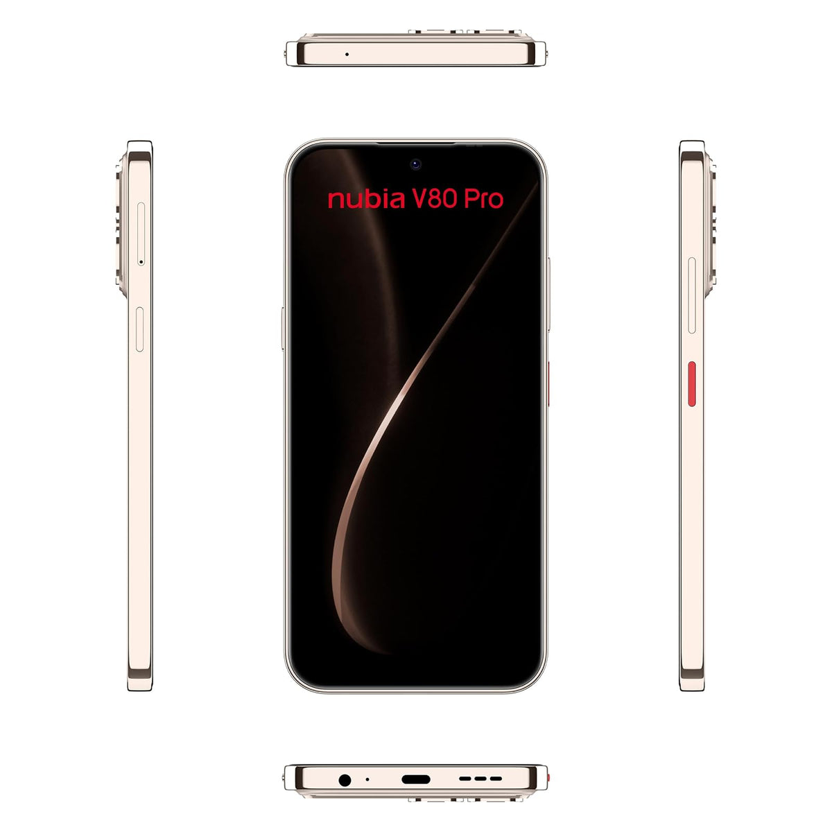 nubia Celular V80 Pro 6.7” 120Hz, 108MP+2MP, 256GB+20 GB RAM(8GB + 12GB Dinámica), Android 16, Dorado