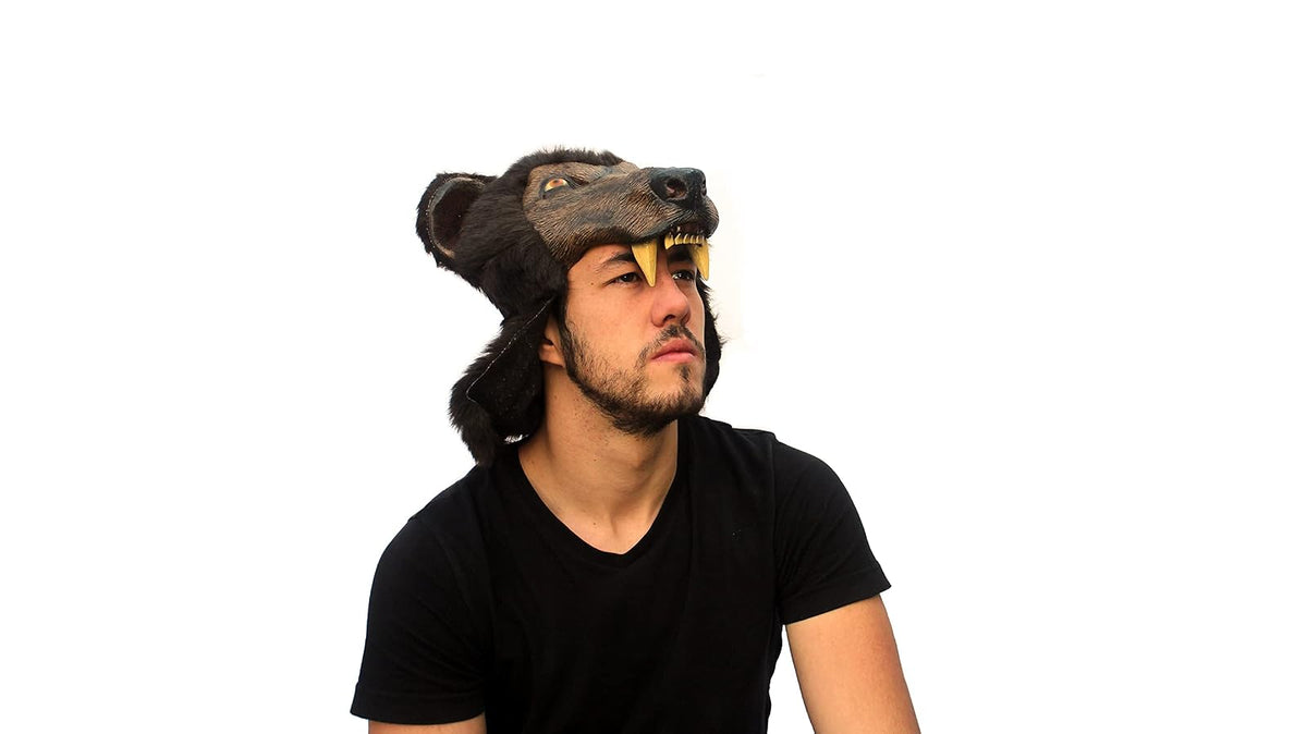 Brown Bear Helmet, Casco de Cabeza de Oso, Sombrero para Disfraz de Guerrero Ideal para Halloween