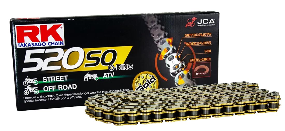 RK Racing Chain Cadena O-Ring Dorada de 120 Eslabones GB520SO-120