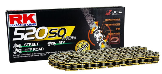 RK Racing Chain Cadena O-Ring Dorada de 120 Eslabones GB520SO-120
