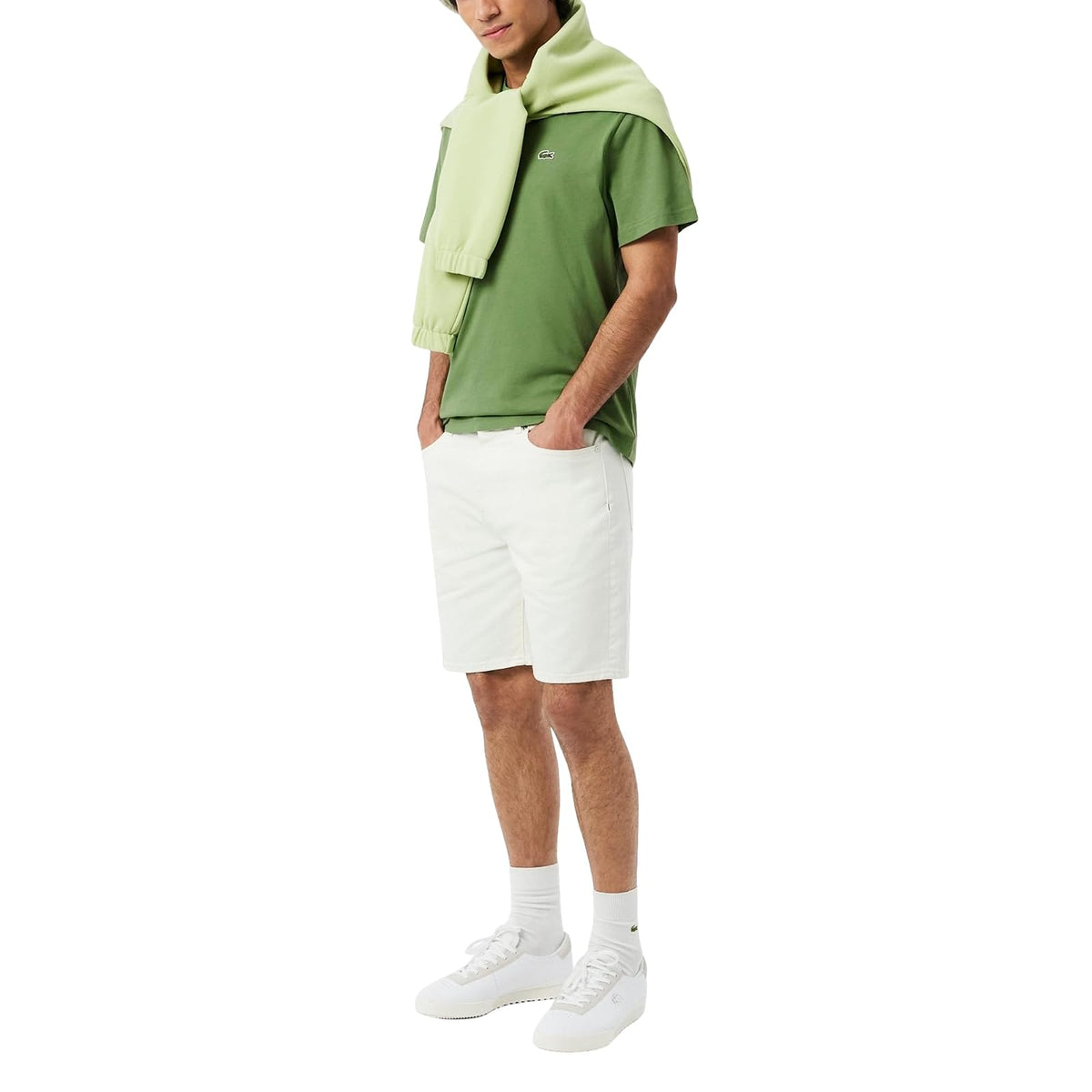 Lacoste Playera de Manga Corta con Cuello Redondo y Ajuste clásico CamisetaHombre