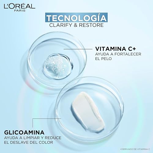 L'Oréal Paris Ever Pure Clarify & Restore Shampoo Efecto Detox, 200 ml | Fórmula vegana sin sulfatos ideal para pelo teñido. Hidrata, limpia a profundidad y aporta vitaminas con aroma de tipo spa.