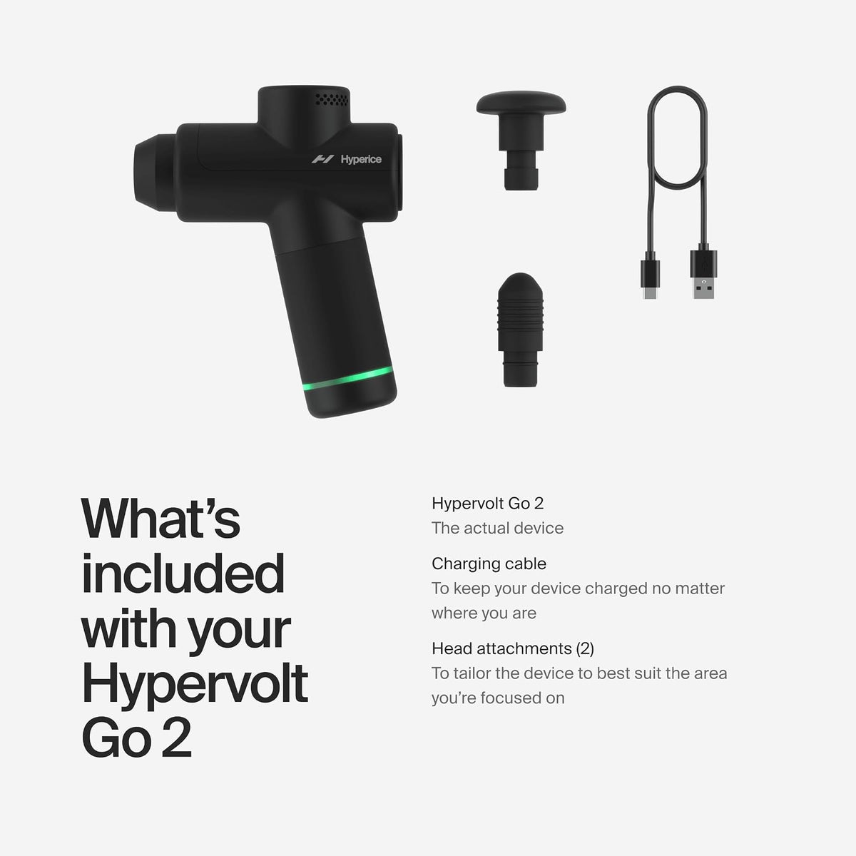 Hypervolt Go 2 - Equipado con tecnología Quiet Glide - Pistola de masaje de percusión portátil (Hypervolt Go 2 Negro)