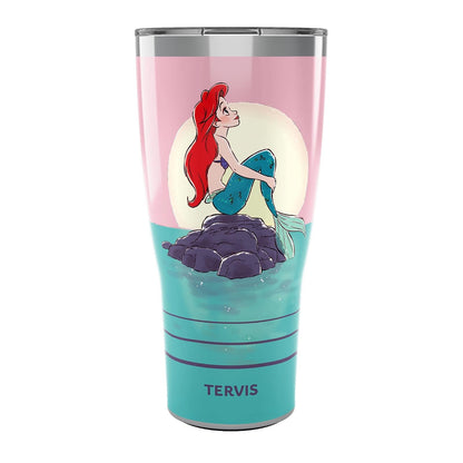 Tervis Traveler Disney The Little Mermaid Thoughtful Ariel - Vaso de viaje con aislamiento de triple pared, mantiene las bebidas frías y calientes, 30 onzas, acero inoxidable
