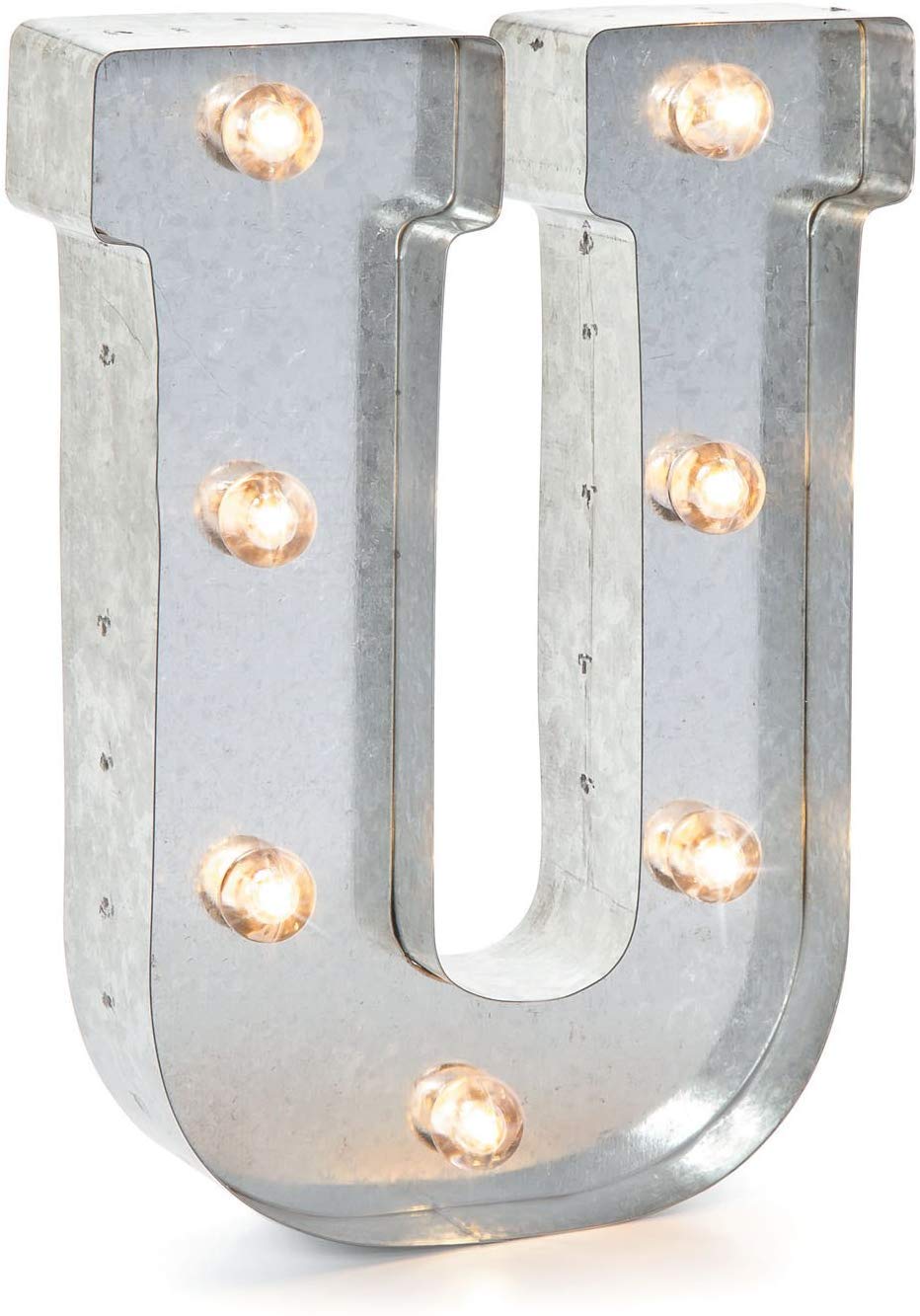 Darice Letra Luminosa Decorativa de Metal Plateado - Plateado - U