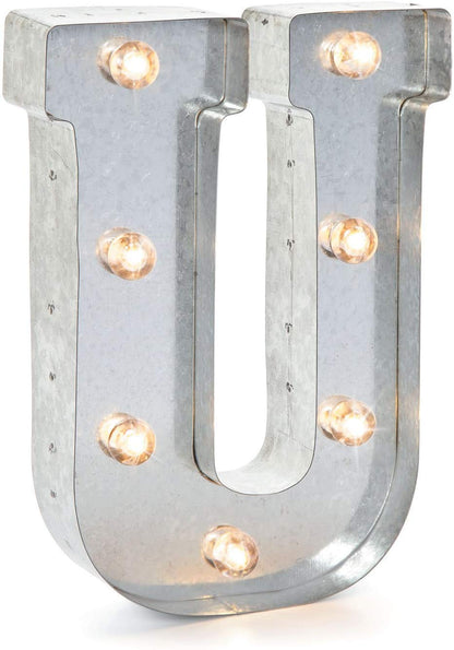 Darice Letra Luminosa Decorativa de Metal Plateado - Plateado - U