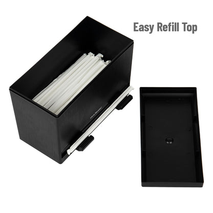 Mind Reader Straw Dispenser, Pencil Dispenser, Classroom Must Have, Restaurant Supply, Plastic, 9.25" L x 4.5" W x 7.5" H, Black