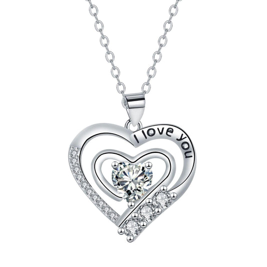 XYPHIELLE Collar de Corazón Blanco para Mujer, Cadena de Acero Inoxidable, Dije Minimalista de Color Blanco, Regalo para Novia Esposa, Ideal para San Valentín Aniversario