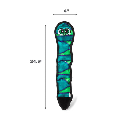 Outward Hound Kyjen 32067 Invincibles Plush Snake Stuffingless Durable Dog Toys Squeaker Toy 3-Squeakers, Small, Assorted Colors