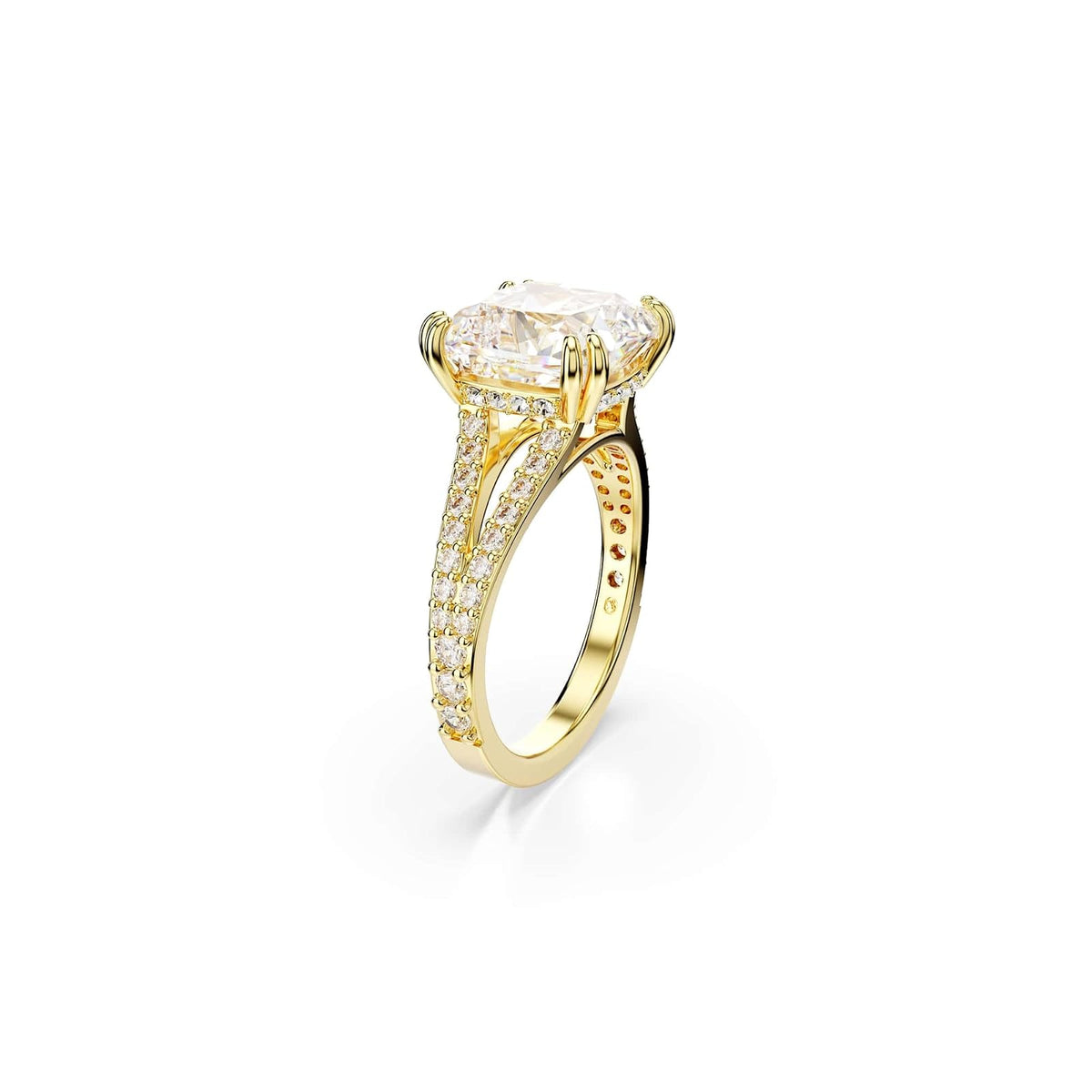 Swarovski Anillo de cóctel Stilla, Talla cuadrada, Blanco, Baño tono oro