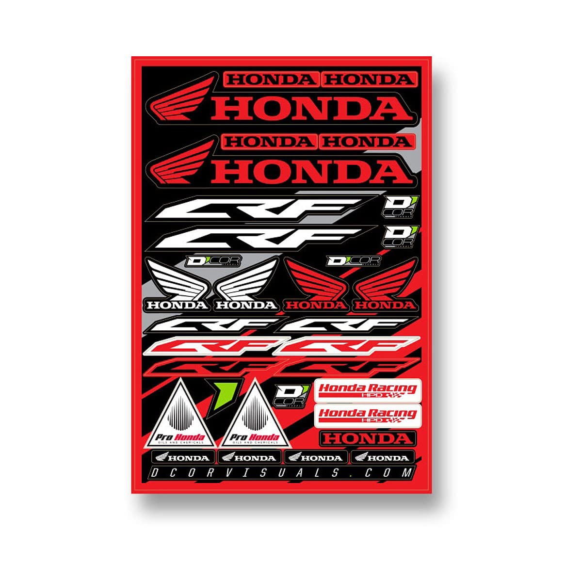 D 'cor visuales 40 - 10 - 100 - Hoja de Calcomanía (Honda CRF 30,5 x 45,7 cm), 1 Pack
