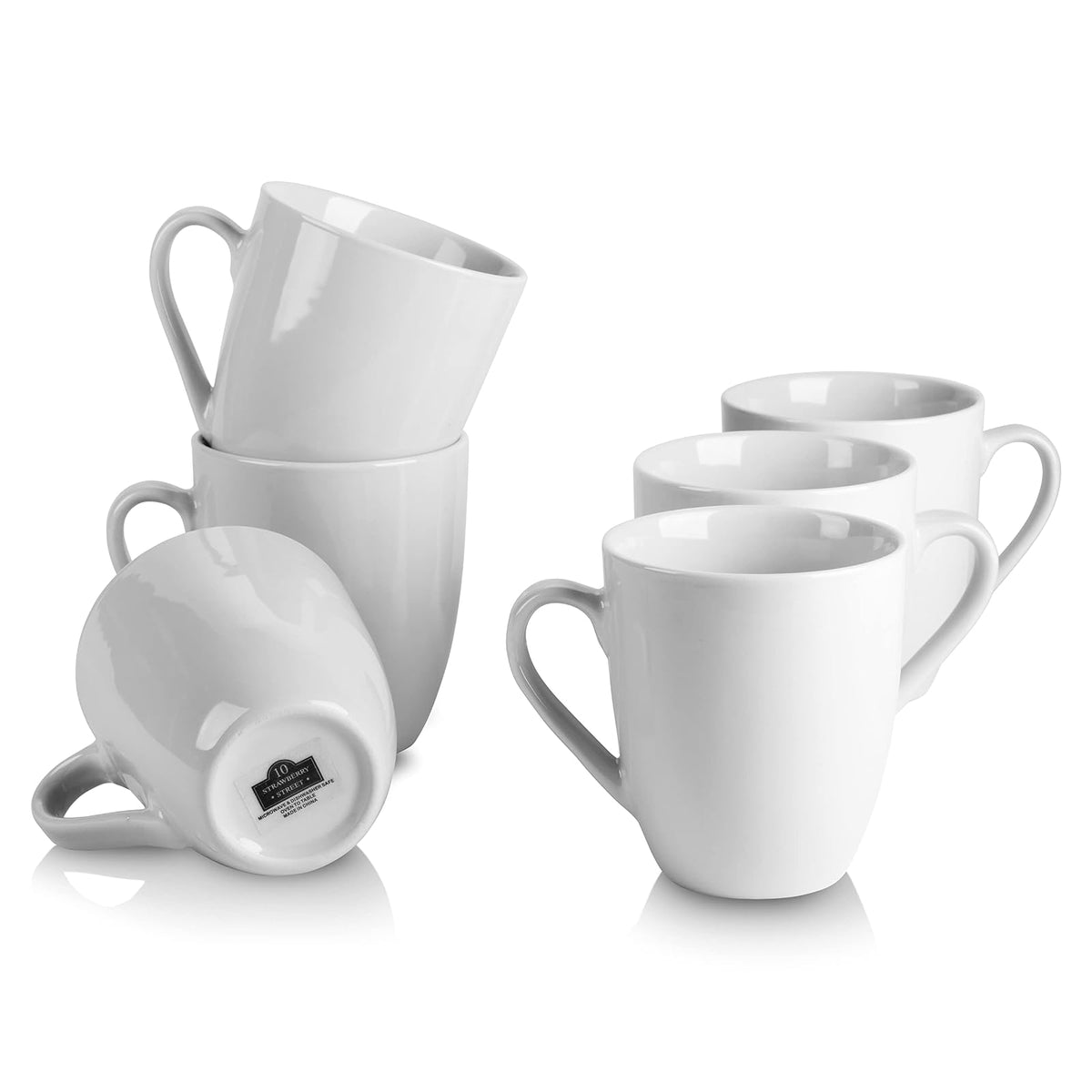 10 tazas de Strawberry Street Simply White de 12 onzas, juego de 6