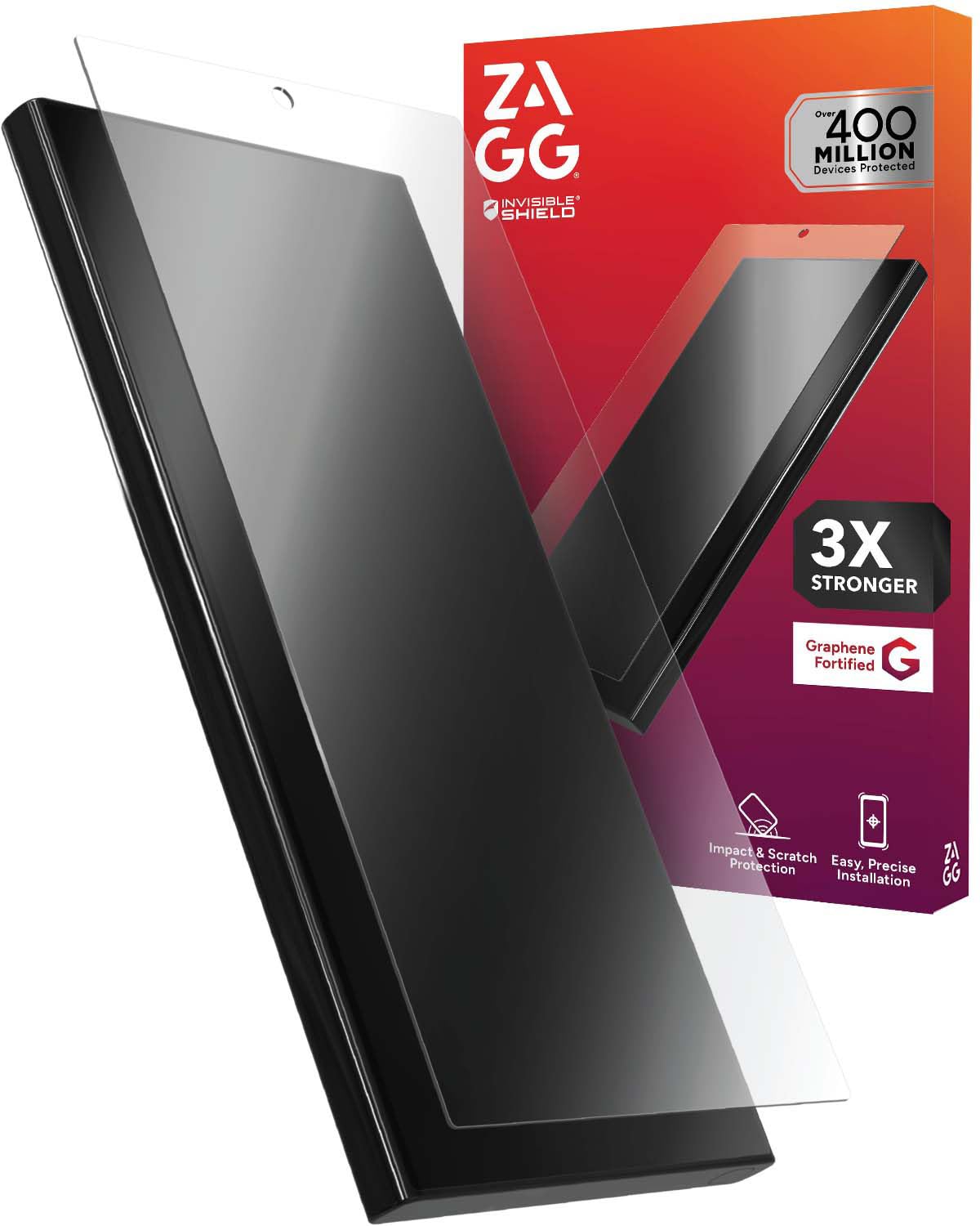 Zagg Glass+ Protector de Pantalla Samsung Galaxy S25 Ultra | Vidrio brillante, resistente a arañazos, 1 pieza, protección 3x más fuerte