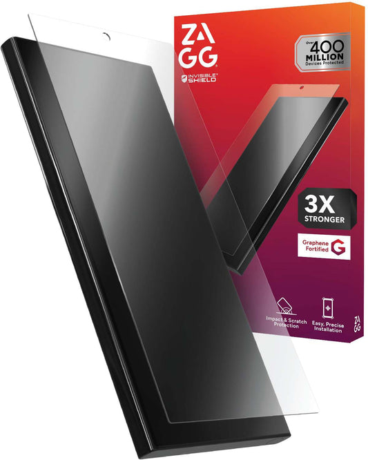 Zagg Glass+ Protector de Pantalla Samsung Galaxy S25 Ultra | Vidrio brillante, resistente a arañazos, 1 pieza, protección 3x más fuerte