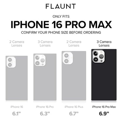 FLAUNT - Funda Protectora Cuadrada Oficial - Compatible con iPhone 16 Pro MAX - Compatible con MagSafe y Carga inalámbrica - Probado en caídas y a Prueba de Golpes - (satén Iridiscente Rosa)