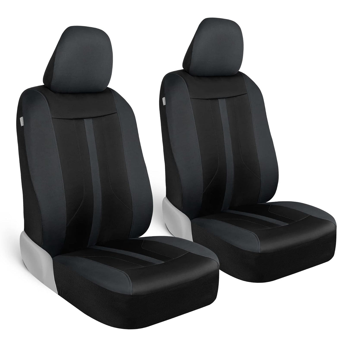 Motor Trend - Fundas de Asiento de Automóvil de Tela Gris para Asientos Delanteros, Fundas de Asiento de cubeta de automóvil de Alta Calidad, Hechas para vehículos con reposacabezas extraíbles, Fundas