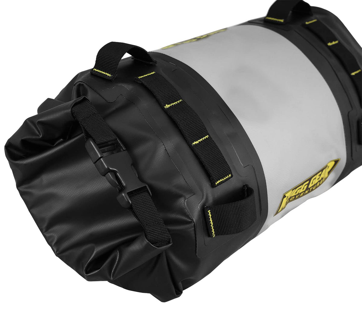 Nelson-Rigg Hurricane - Bolsa impermeable para rollo seco de 10 L, tapa enrollable, incluye correas para fijar al vehículo, válvula de purga de aire negro/gris