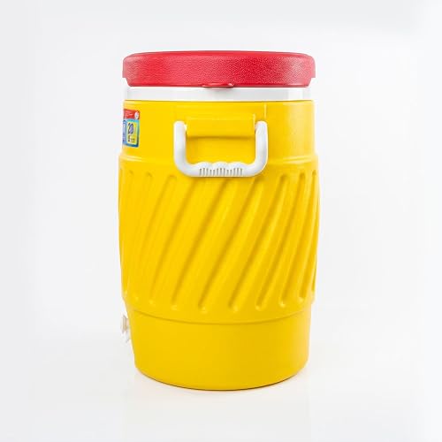 Guateplast Termo Dispensador de Bebidas 5 Galones | Amarillo, plástico con aislamiento térmico, grifo integrado, tapa ajustable, asas laterales