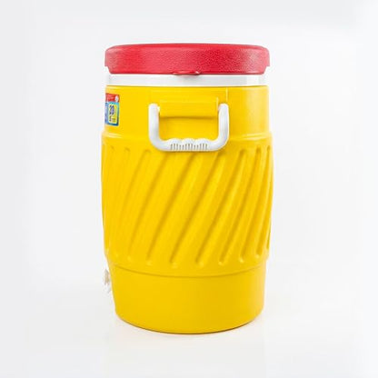 Guateplast Termo Dispensador de Bebidas 5 Galones | Amarillo, plástico con aislamiento térmico, grifo integrado, tapa ajustable, asas laterales