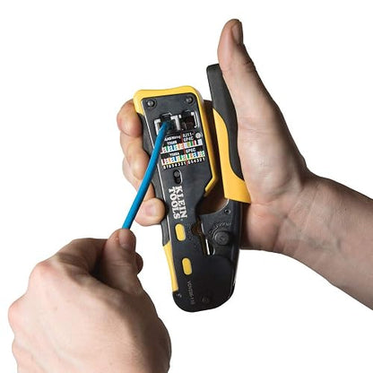 KLEIN TOOLS VDV226-110 | Ponchadora RJ45 | Pela, Corta Y Crimpa | Pass-Thru | Haz instalaciones RJ45 más prácticas: pela, corta y crimpa con una sola herramienta, ideal para trabajos de voz y datos.