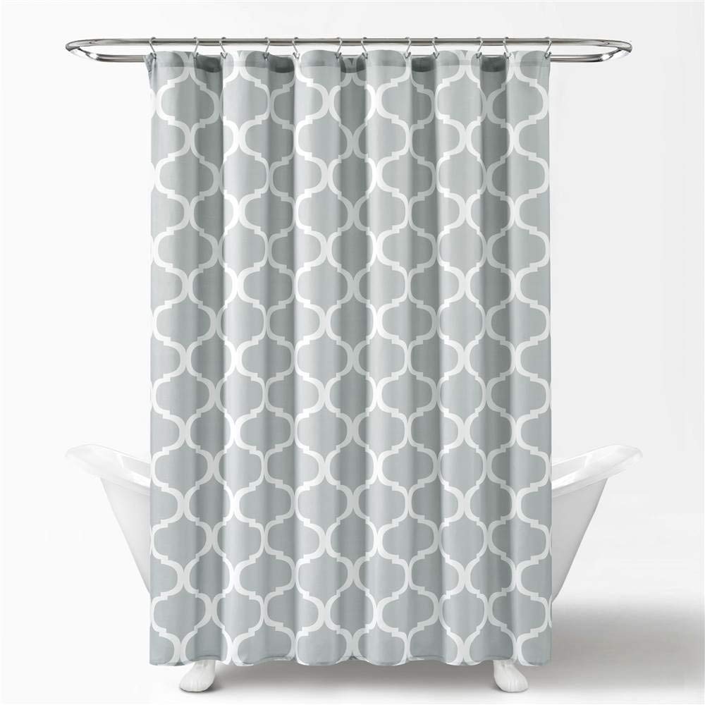 Lush Decor - Cortina de Ducha de baño Lavable y Duradera, 72 x 72 Pulgadas con Estampado de Enrejado en Tela Suave, Gris Claro