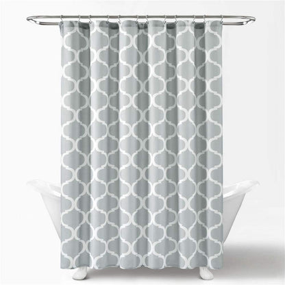 Lush Decor - Cortina de Ducha de baño Lavable y Duradera, 72 x 72 Pulgadas con Estampado de Enrejado en Tela Suave, Gris Claro