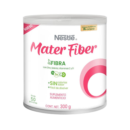 MaterFiber Nestlé Suplemento Fibra con Vitaminas C D Zinc Selenio Alivia Estreñimiento Flora Intestinal Polvo Lta de 300 g