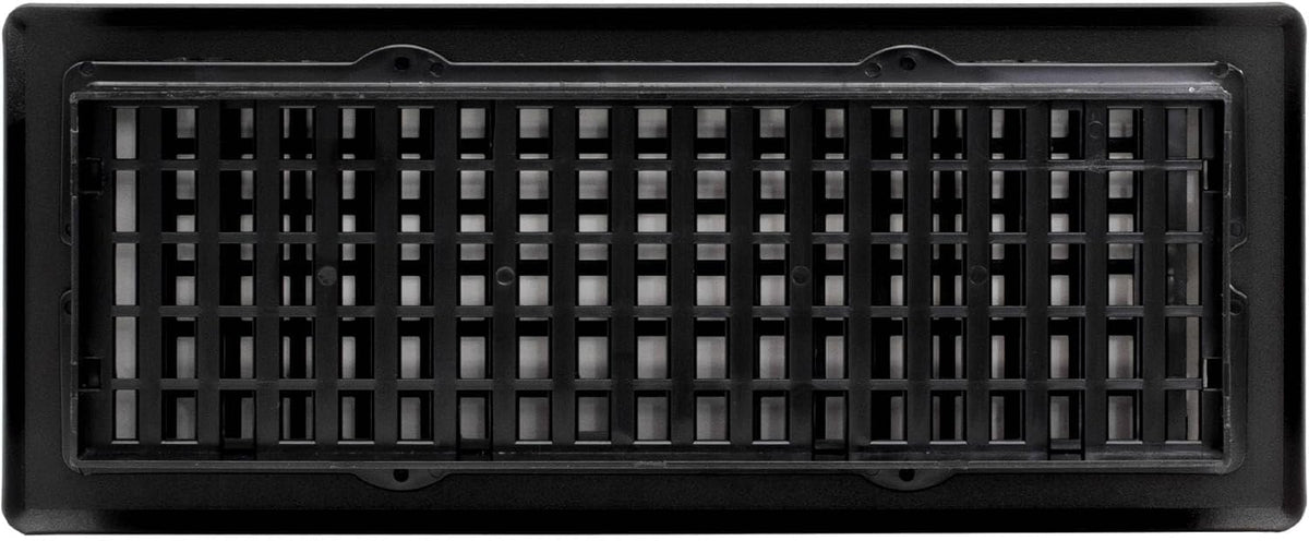 Decor Grates LTH412-BLK - Registro de suelo de celosía, 4 x 12 pulgadas, negro, 3 pies cuadrados