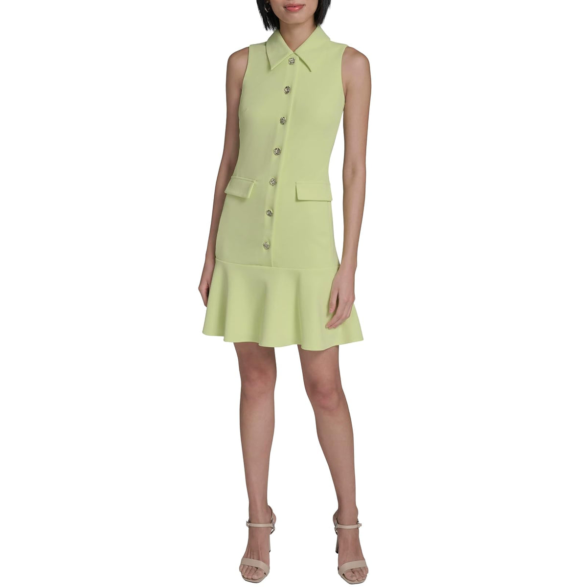 KARL LAGERFELD Collared Sleeveless Above The Knee Sheath Dress Vestido Mujer