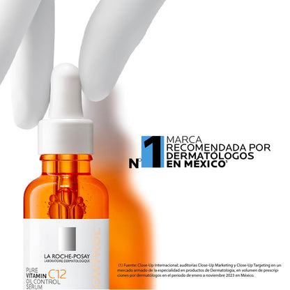 La Roche-Posay Pure Vitamin C12 Oil Control Serum Antioxidante 30ml | Para Piel Mixta a Grasa, Controla el Brillo, Unifica el Tono, Reduce Exceso de Sebo, con Ácido Salicílico
