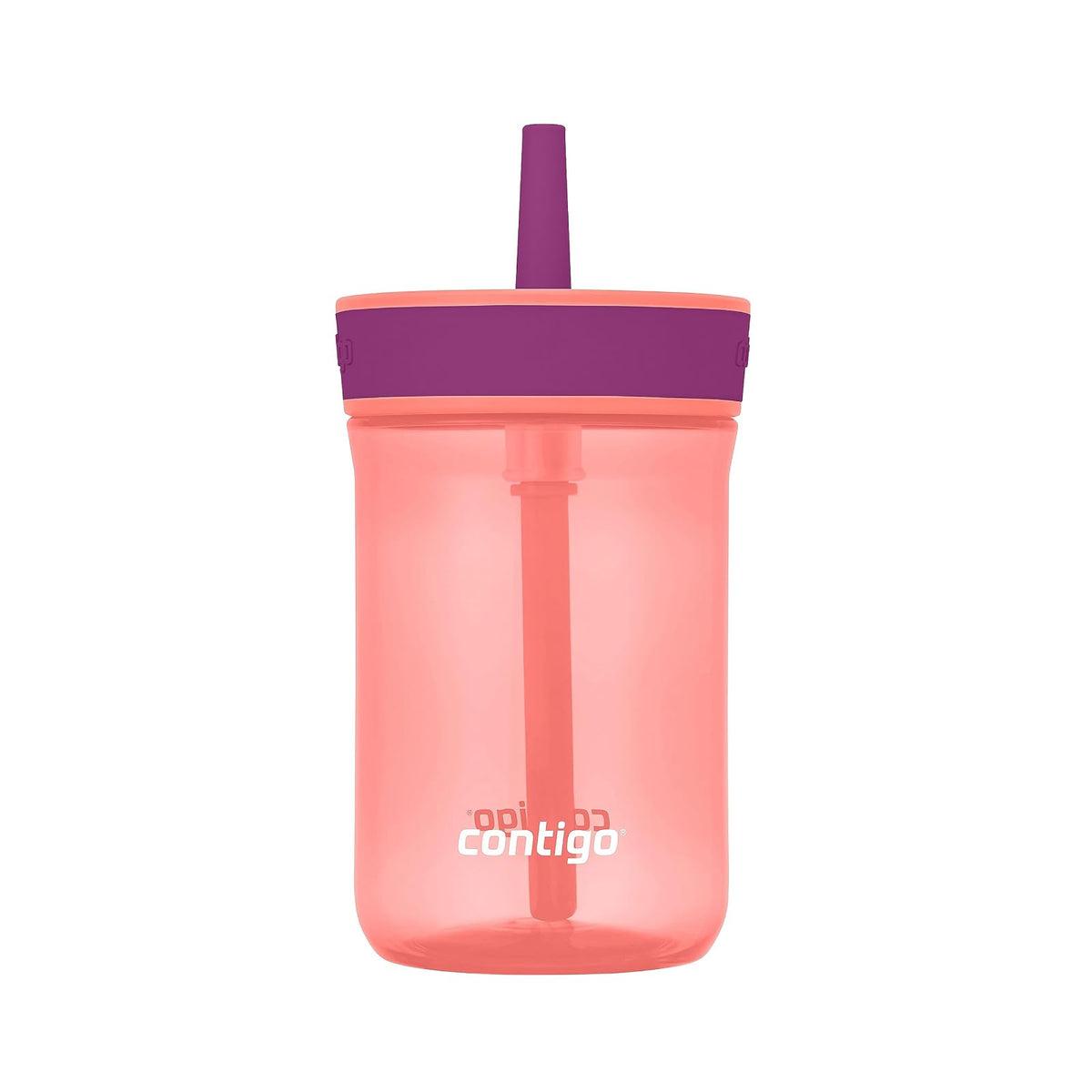 Contigo Leighton Vaso con Popote para Niños 14oz - 14 oz (Pack of 1) - Coral - Uva