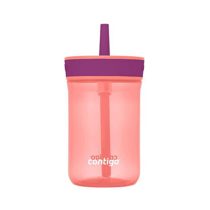 Contigo Leighton Vaso con Popote para Niños 14oz - 14 oz (Pack of 1) - Coral - Uva