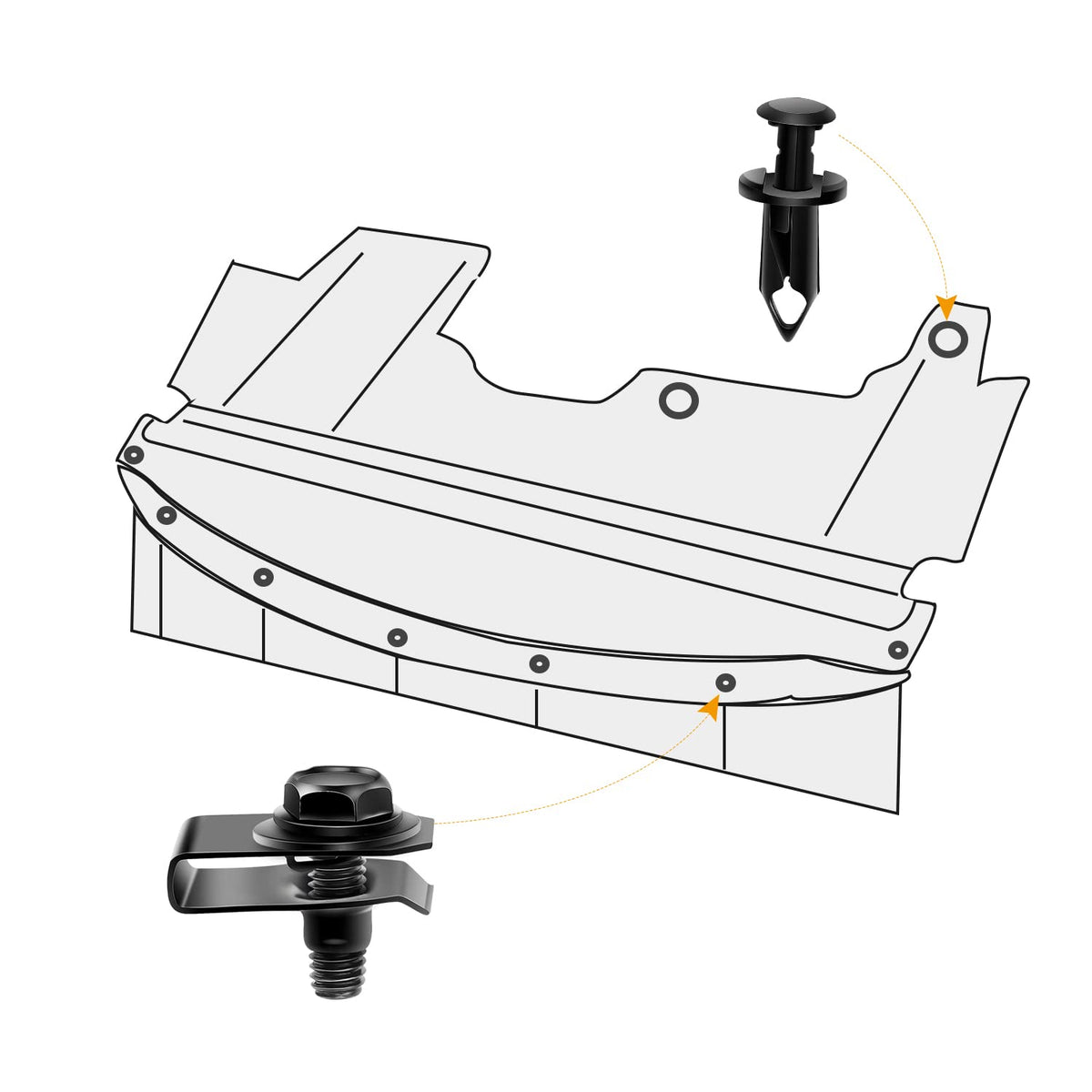 GOOACC GRC-100 Kit de 70 Piezas de Sujetadores de Nailon para Cubierta de Motor Guardabarros Carrocería