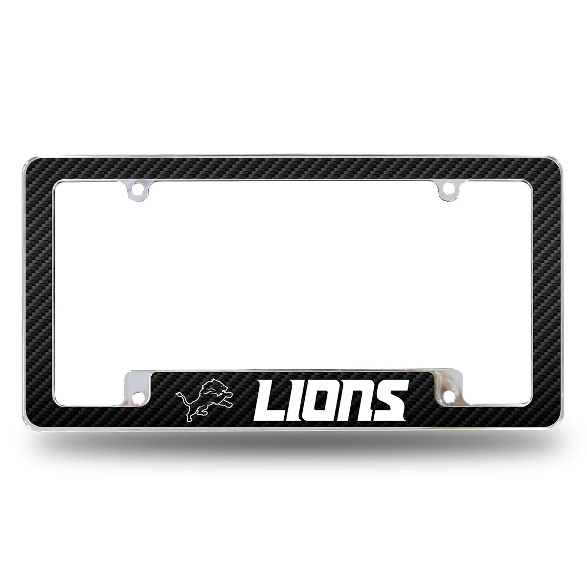 Rico Industries Marco de Placa Cromado con Licencia Oficial NFL - Detroit Lions - Negro -