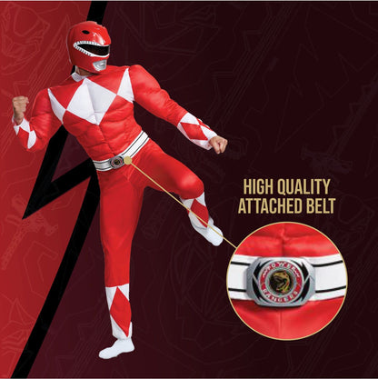 Disguise Disfraz de músculo clásico Red Ranger para adultos Disfraces de tamaño adulto Hombre