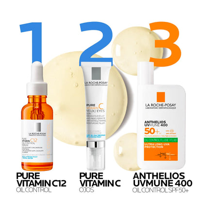 La Roche-Posay Pure Vitamin C12 Oil Control Serum Antioxidante 30ml | Para Piel Mixta a Grasa, Controla el Brillo, Unifica el Tono, Reduce Exceso de Sebo, con Ácido Salicílico