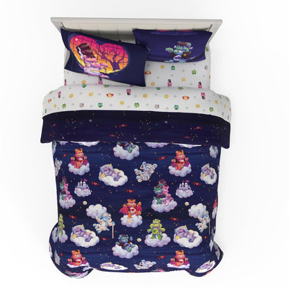 Franco Care Bears x Universal Monsters - Juego de Ropa de Cama de 7 Piezas súper Suave y Acogedor Reversible y Juego de sábanas con Funda matrimonial, (Producto con Licencia Oficial)