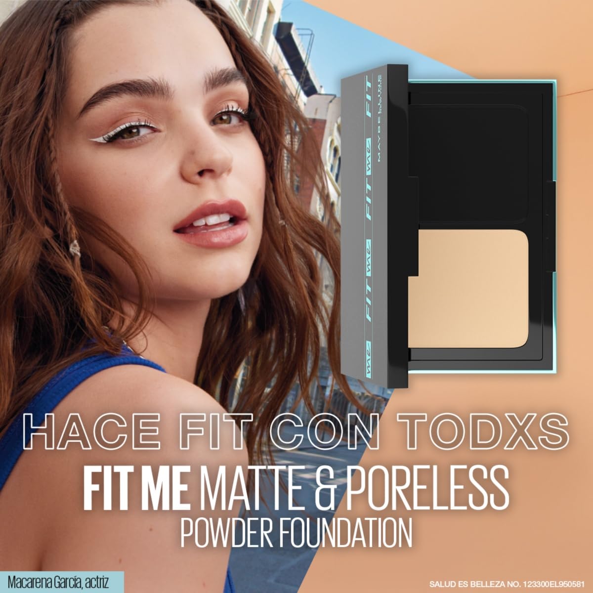 Maybelline Base de Maquillaje en Polvo Fit Me, NATURAL BUFF 230, 9 gr, controla brillo por 24h, con protector solar, resistente al agua, sudor y humedad
