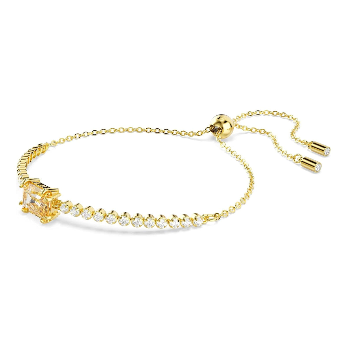 Swarovski Pulsera Tennis Matrix, Tallas mixtas, Caramelo, Baño tono oro