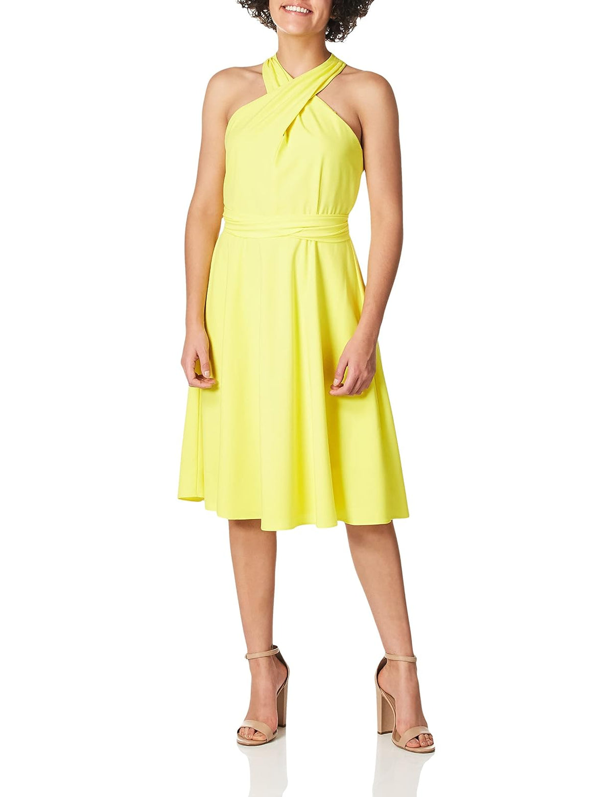 Tahari ASL Vestido sin Mangas de Cuello Cruzado con Corbata en la Cintura Vestido de Coctel para Mujer