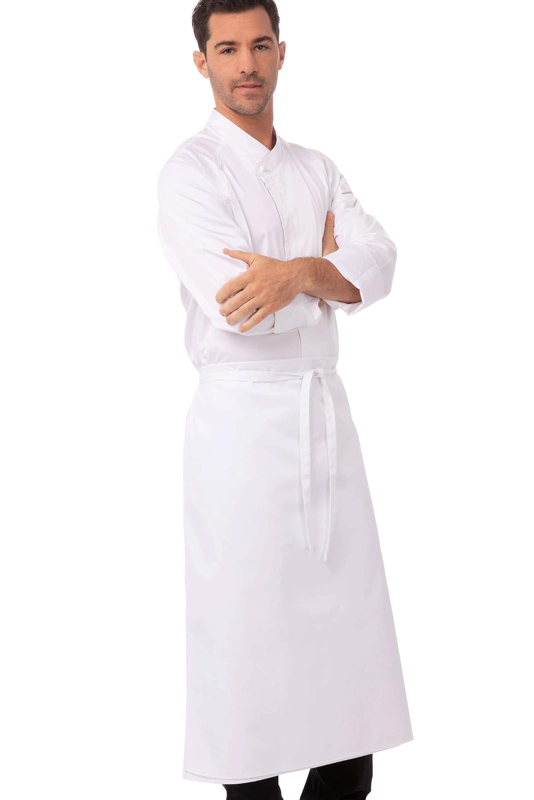 Chef Works B4LG-WHT White Long Four Way Apron 33-Inch L by 28-Inch W