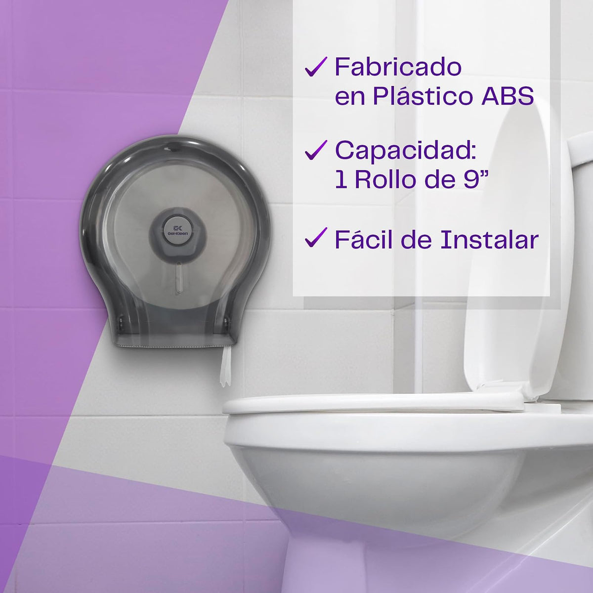 Gel Kleen Dispensador De Papel Higiénico Junior, ABS, Humo, para Rollo de 250m Despachador de Papel Higiénico Junior