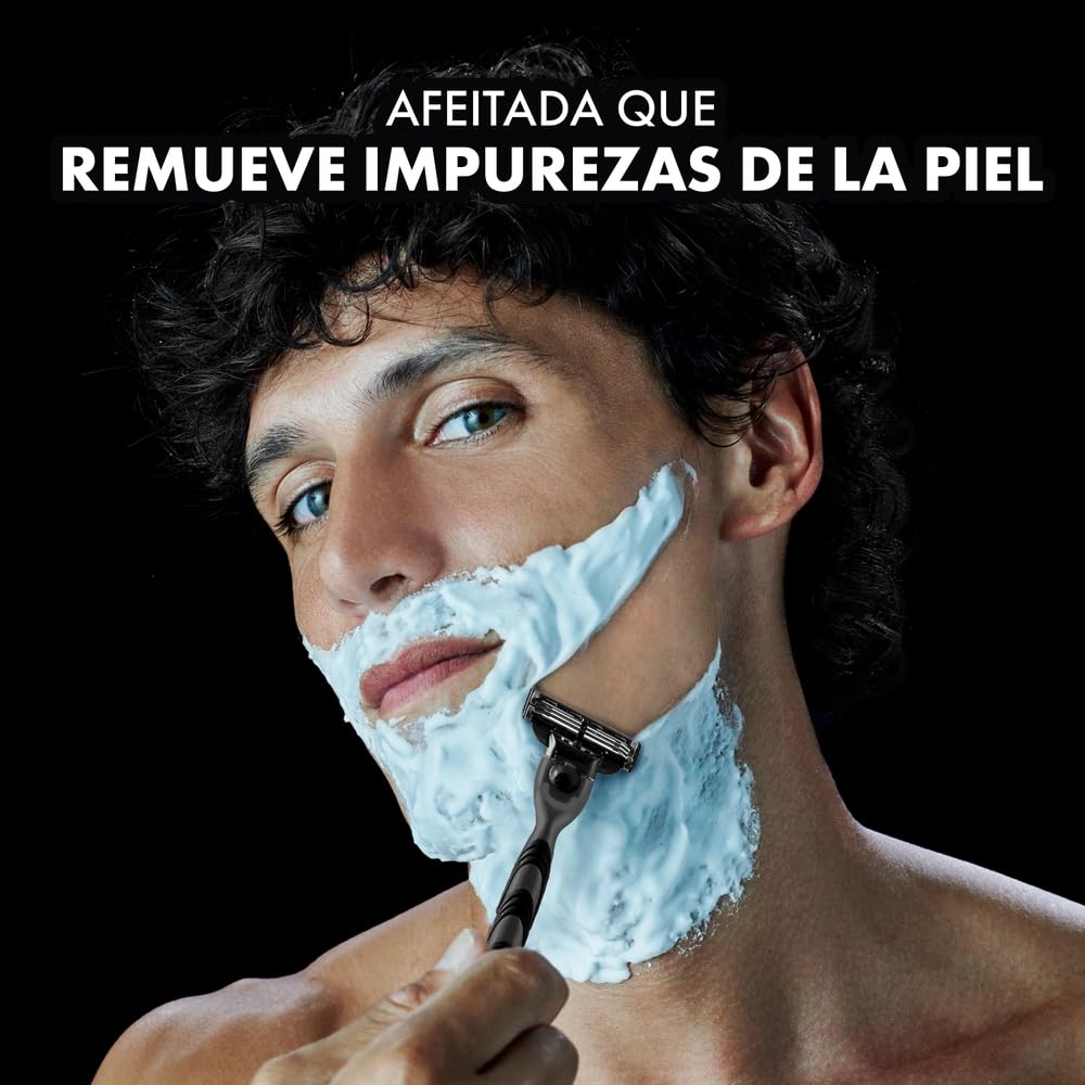 Gillette Mach3 Carbono, Cartucho De Rastrillo Para Afeitar, 4 Repuestos Con Carbón Activado Y 3 Hojas Para Rasurar La Barba, Rastrillo Para Hombre Caja