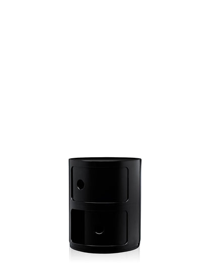 Kartell Componibili Mueble de Almacenaje Redondo, Dos Puertas - 12.6" W x 15.75" H x 12.6" D - Negro