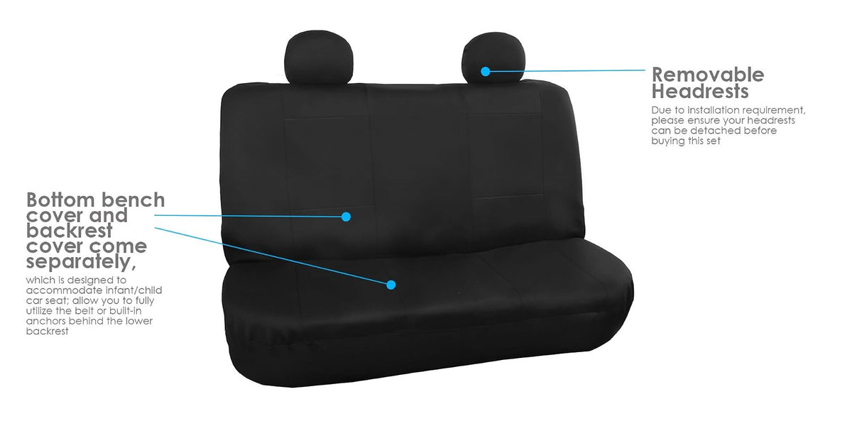 FH GROUP FB085BLACK114 Seat Cover (Premium Waterproof Full Set with Bench Black)