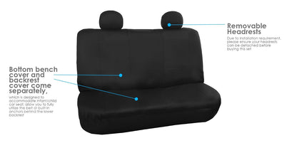 FH GROUP FB085BLACK114 Seat Cover (Premium Waterproof Full Set with Bench Black)
