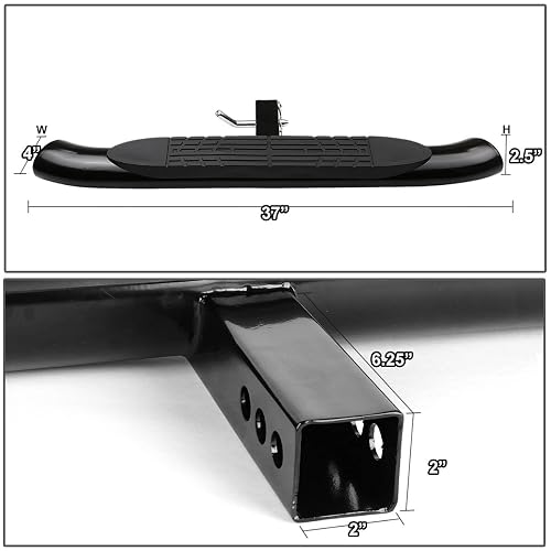 DNA Motoring HITST-2-4O-111-BK-T1 Escalón de Enganche Ovalado Clase III de 4 in, Negro