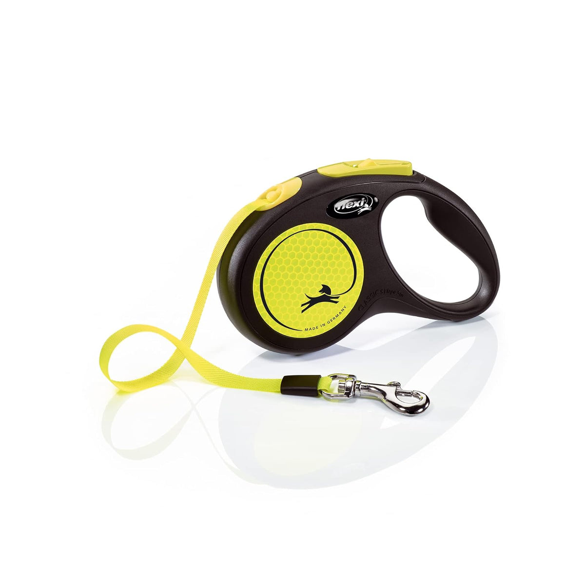 FLEXI Automatic Leash, Small (5m), Negro/Amarillo Reflejante